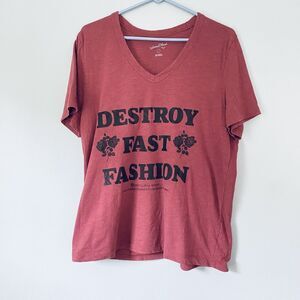Destroy Fast Fashion T Shirt Large Short Sleeve La Rosa Antigua Hand Screenprint